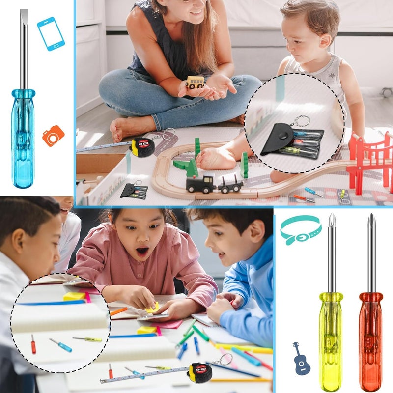 Mootycapa 192 Pcs Mini Screwdriver Keychain Tape Measure Keychains Set Mens Gift Bulk Retractable for Adult Xmas Tool Birthday Party - Image 5